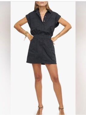 pistola Black Short Utility Shirt Dress